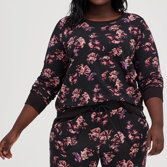 SET: Torrid Everyday Fleece Floral Active Sweatshirt/Jogger 2X - Picture 2 of 14